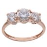 14ct Rose Gold Cubic Zirconia Three Stone Ring
