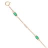 9ct Yellow Gold 0.13ct Diamond And Created Emerald Bracelet 7"