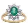 18ct Yellow Gold 1.24ct Brilliant Cut Diamond and Emerald Cluster Ring