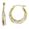 Gold Plated Silver Cubic Zirconia Two Tone Creole Earrings