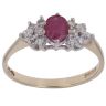 9ct Yellow Gold 0.15ct Brilliant Cut Diamond and Ruby Solitaire Ring