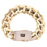 14ct Yellow Gold Monaco Curb Classic Cubic Zirconia Pave Lock Bracelet 9"