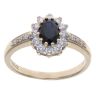 9ct Yellow Gold Sapphire and Cubic Zirconia Cluster Ring