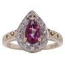 9ct Yellow Gold Cubic Zirconia and Pink Topaz Cluster Ring