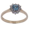 9ct Yellow Gold 0.25ct Diamond and Blue Topaz Heart Cluster Ring