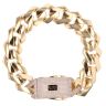 14ct Yellow Gold Monaco Edge Plain Pave Lock Curb Bracelet 9"