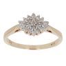 9ct Yellow Gold 0.25ct Single Cut Marquise Shaped Cluster Ring