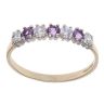 9ct Yellow Gold Cubic Zirconia and Amethyst Half Eternity Ring