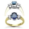 18ct Yellow Gold 3 Stone Diamond 0.48ct Sapphire 1.50ct Ring