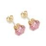 9ct Yellow Gold Pink Cubic Zirconia Stud Earrings 6mm