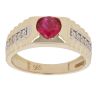 14ct Yellow and White Gold Children's Cubic Zirconia and Red Gemstone Patterned Signet Ring