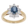 18ct Yellow Gold 0.66ct Brilliant Cut Diamond and Sapphire Cluster Ring