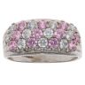 9ct White Gold Pink And Colourless Cubic Zirconia Three Row Ring