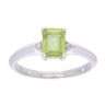 9ct White Gold Peridot and Diamond Rectangular Ring
