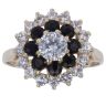 9ct Yellow Gold Sapphire and Cubic Zirconia Cluster Ring