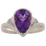 9ct Yellow Gold 0.02ct Diamond And Amethyst Ring