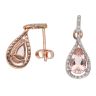 9ct Rose Gold 0.30ct Diamond and Morganite Cluster Drop Earrings