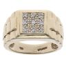 9ct Yellow Gold 0.10ct Diamond Watch Strap Cluster Signet Ring