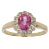 18ct Yellow Gold 0.05ct Diamond and Pink Topaz Cluster Ring