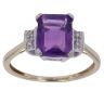 9ct Yellow Gold 0.05ct Diamond and Amethyst Ring
