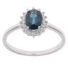 9ct White Gold 0.11ct Diamond and Sapphire Cluster Ring