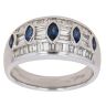 18ct White Gold 1.00ct Baguette Cut Diamond and Sapphire Fancy Ring