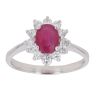 14ct White Gold Ruby And Cubic Zirconia Cluster Ring