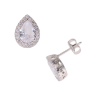Silver Cubic Zirconia Pear Stud Earrings by Icesia
