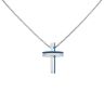 Unique & Co Stainless Steel Polished And Blue IP Plated Cross Pendant And Chain 20"