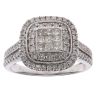 18ct White Gold 1.00ct Princess and Brilliant Cut Diamond Cluster Ring