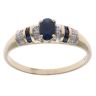 9ct Yellow Gold 0.05ct Brilliant Cut Diamond and Sapphire Ring