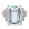 Platinum 0.20cts Diamond And Aquamarine Rectangle Ring