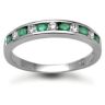18ct White Gold Diamond 0.18ct Emerald 0.30ct Chan Set Half Eternity Ring