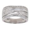 14ct White Gold 0.50ct Brilliant and Baguette Cut Diamond Crossover Ring