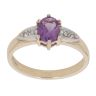 9ct Yellow Gold 0.04ct Diamond And Created Amethyst Ring