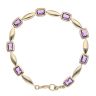 9ct Yellow Gold Amethyst Bracelet 7"
