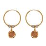 22ct Yellow Gold Dropper Disc Hoop Earrings