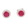 Silver Cubic Zirconia And Red Gemstone Cluster Stud Earrings by Icesia