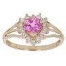9ct Yellow Gold Pink Sapphire and Cubic Zirconia Heart Cluster Ring