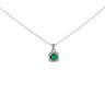 Silver Cubic Zirconia And Green Gemstone Square Pendant And 18" Chain by Icesia