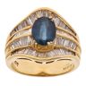 18ct Yellow Gold 1.37ct Baguette Cut Diamond and Sapphire Ring