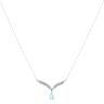 9ct White Gold 0.05ct Diamond And Aquamarine Pendant And Chain 18"