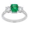 18ct White Gold Diamond And Emerald Trilogy Ring by Anya Belle