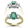 18ct Yellow Gold 3 Stone Diamond 0.48ct Emerald 1.20ct Ring