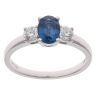 18ct White Gold 0.34ct Brilliant and Oval Cut Diamond and Sapphire Trilogy Ring