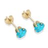 9ct Yellow Gold Aqua Cubic Zirconia Stud Earrings 5mm
