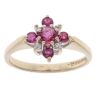 9ct Yellow Gold 0.05ct Diamond and Ruby Cluster Ring