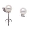 Silver Faux Pearl and Cubic Zirconia Stud Earrings By Icesia