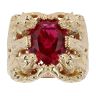 14ct Yellow Gold Red Gemstone Leopard Signet Ring