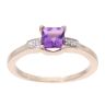 9ct Yellow Gold Created Amethyst And Diamond Ring